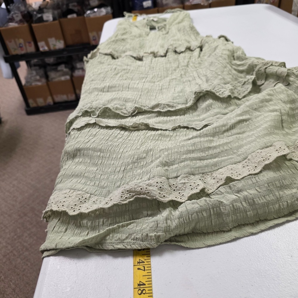 Tularosa Frankie Midi Dress Size XS Tiered Smocked Green Fairy Grunge Boho Bow - Picture 11 of 13